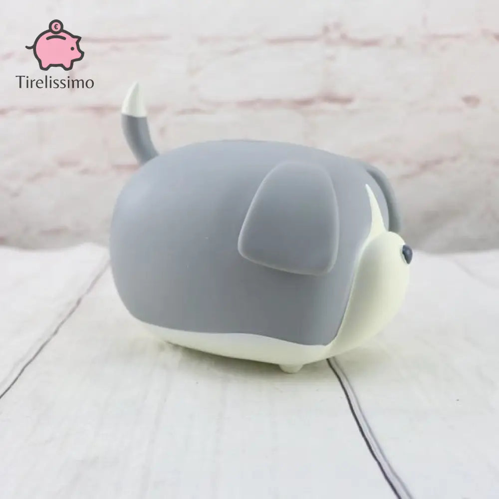 Chien Plastique Tirelire Gris / Oreilles Baissées