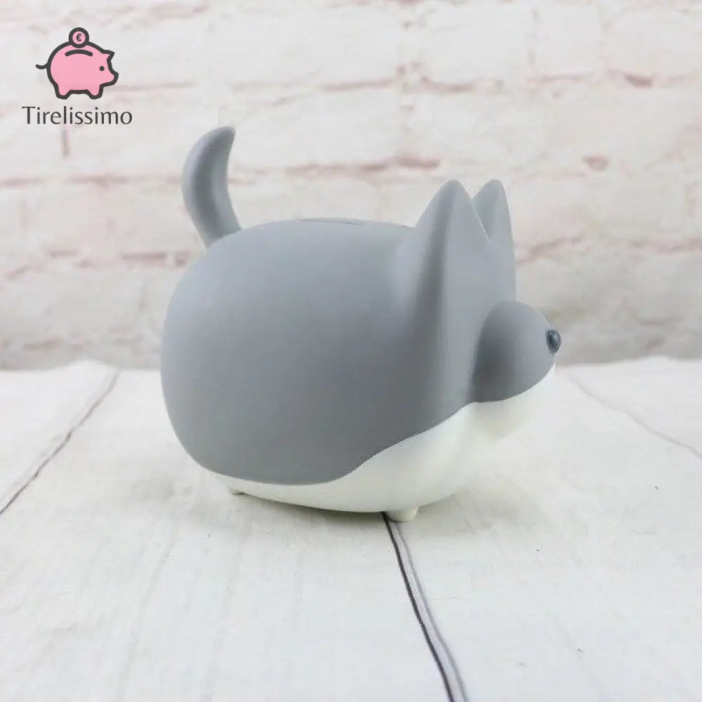 Chien Plastique Tirelire Gris / Oreilles Redressées