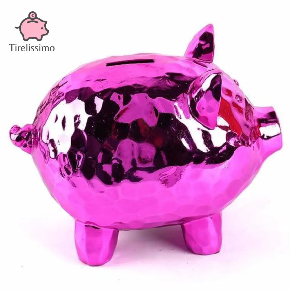 Tirelire Cochon Chromé Rose / L