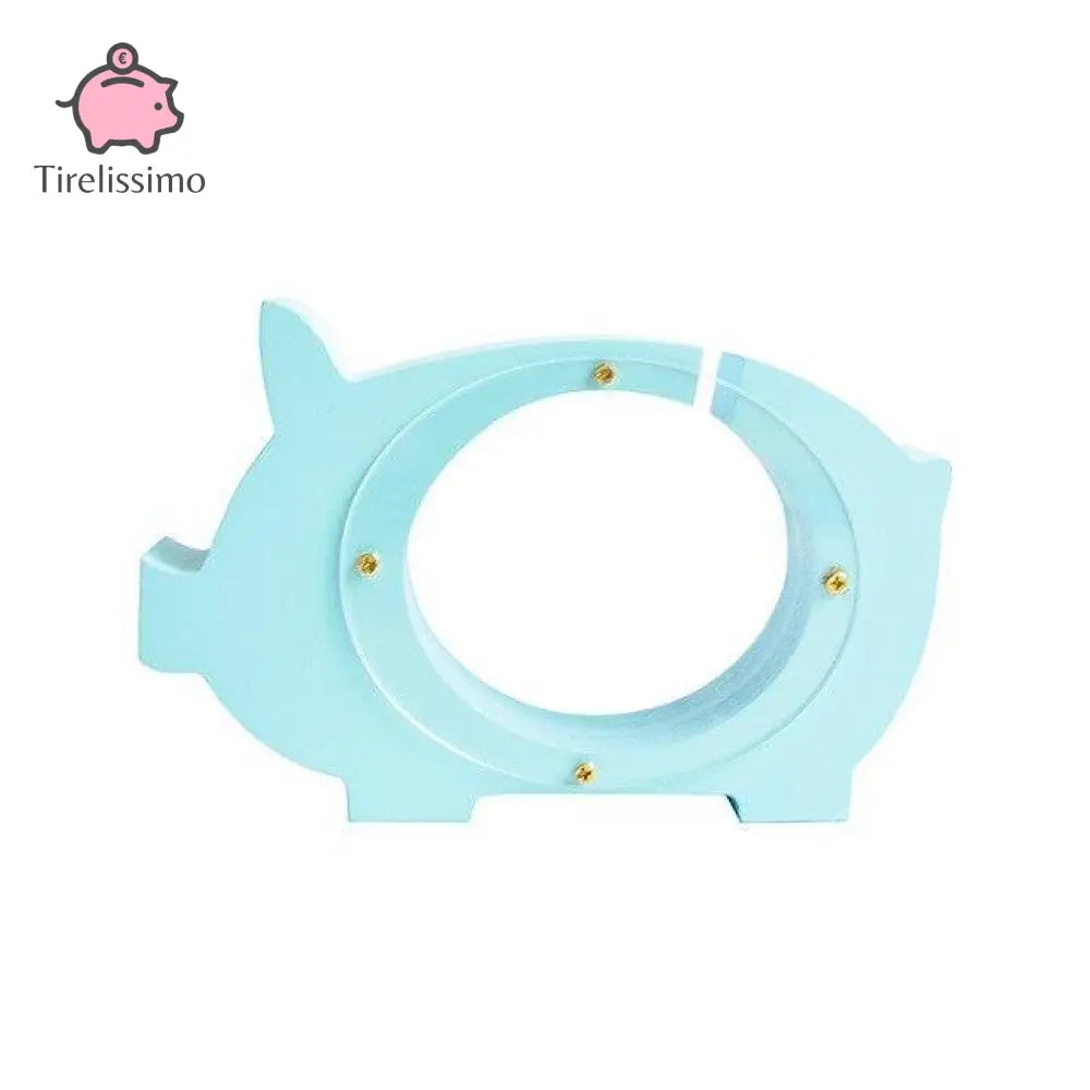 Tirelire Cochon En Bois Bleu