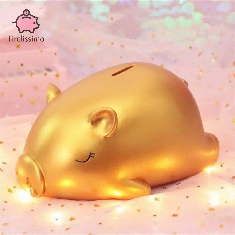 Tirelire Cochon Loufoque Doré