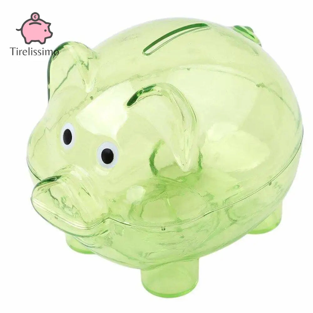 Tirelire Cochon Plastique Vert / Grande