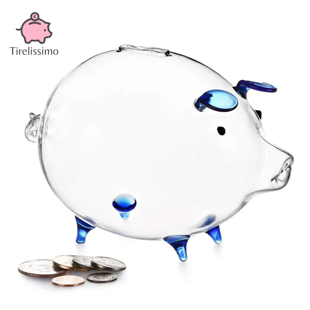 Tirelire Cochon Transparente Bleu