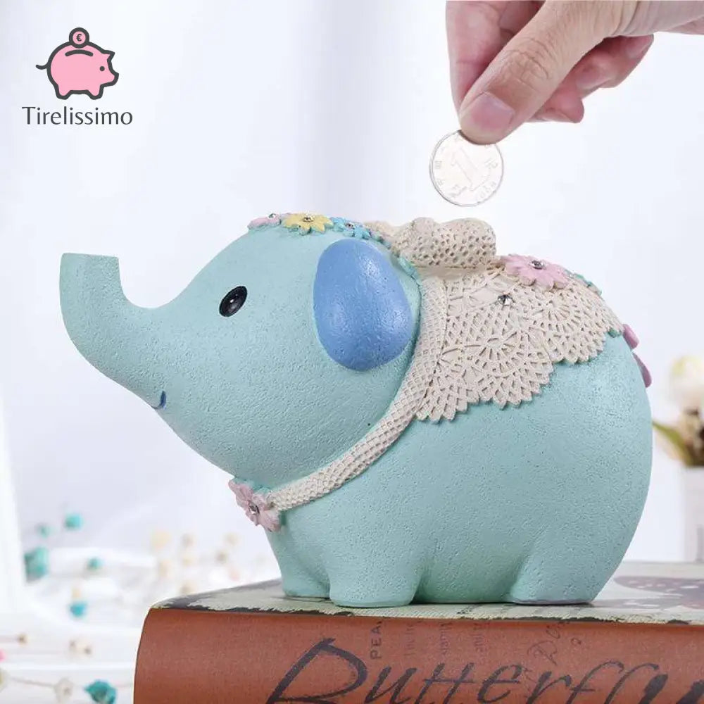 Tirelire Éléphant Bleu