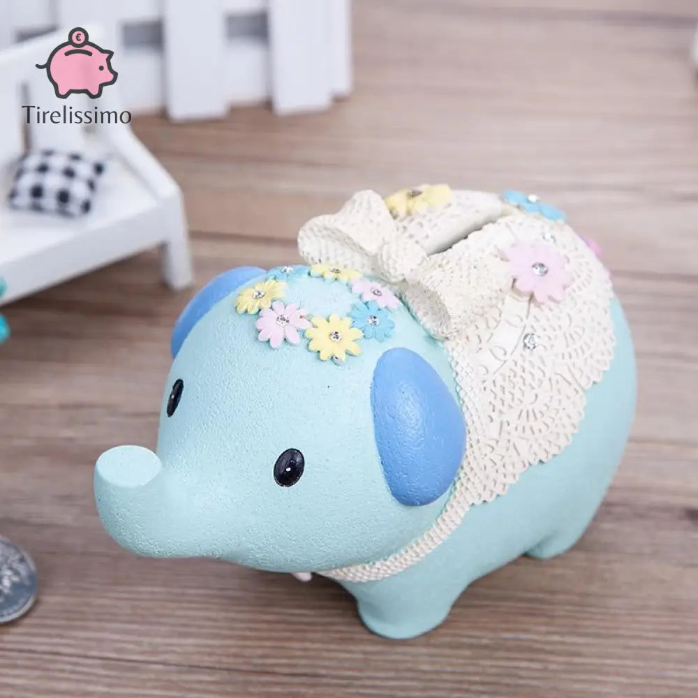Tirelire Éléphant Bleu