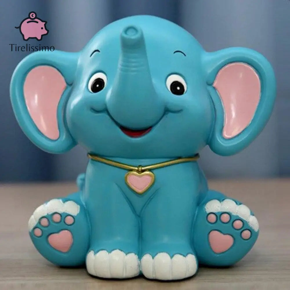 Tirelire Éléphant Plastique Bleu / Oreilles Rose
