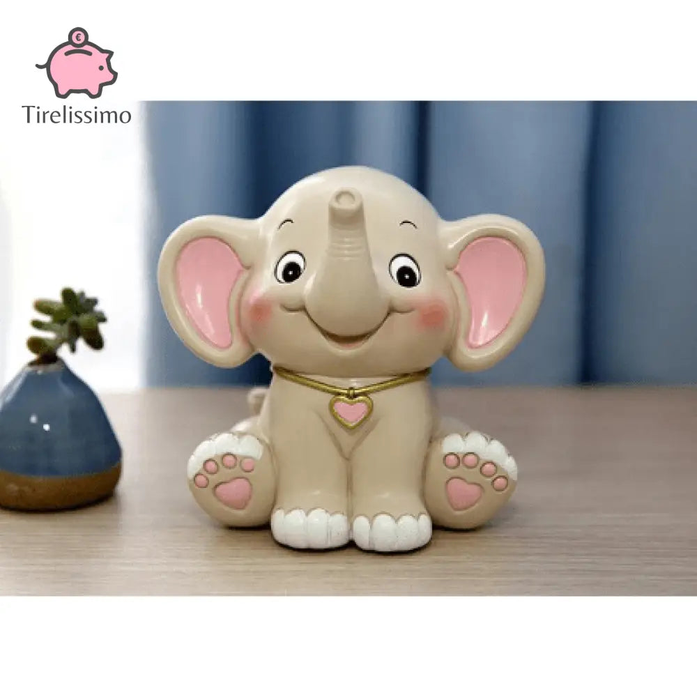 Tirelire Éléphant Plastique Gris / Oreilles Rose
