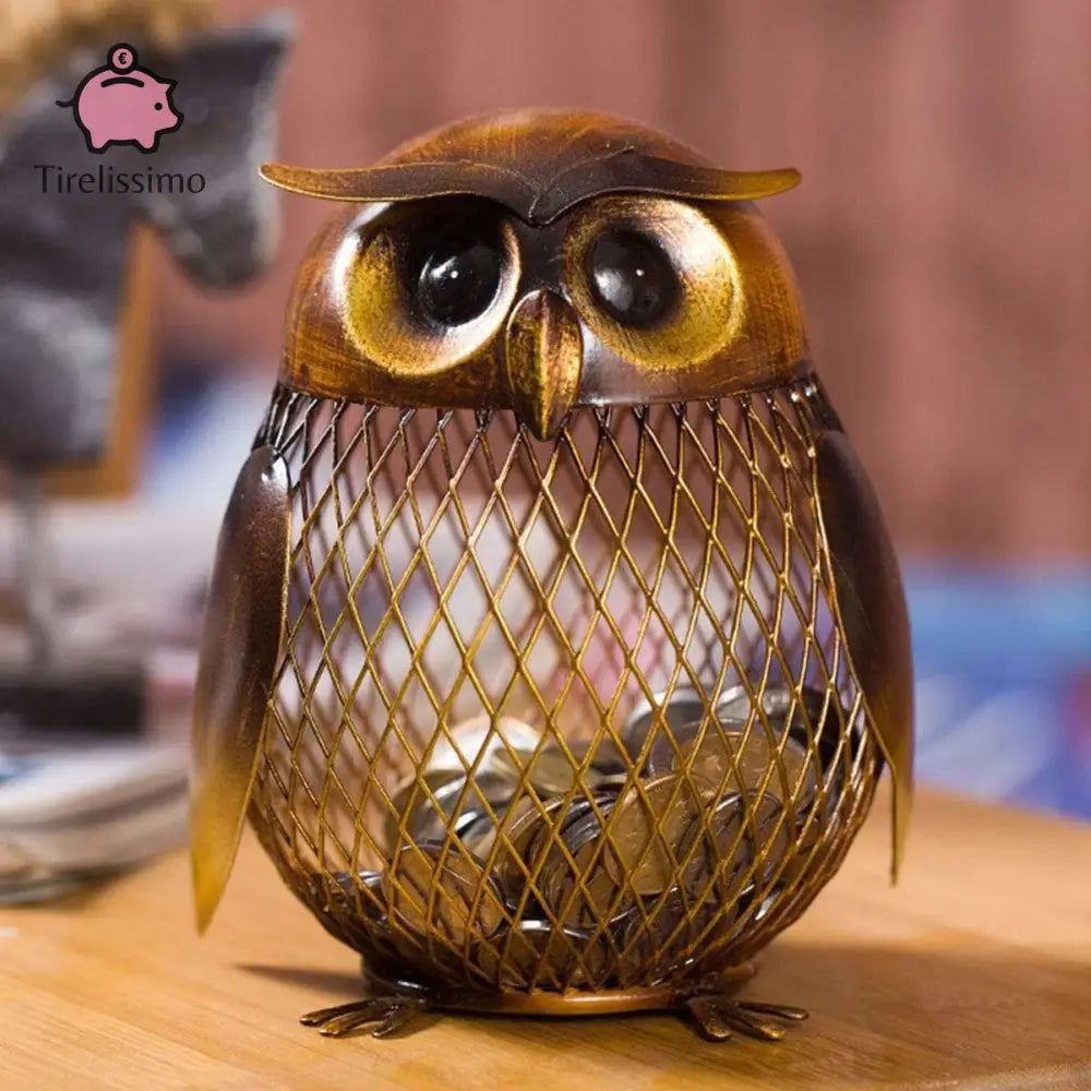 tirelire hibou avec pièces