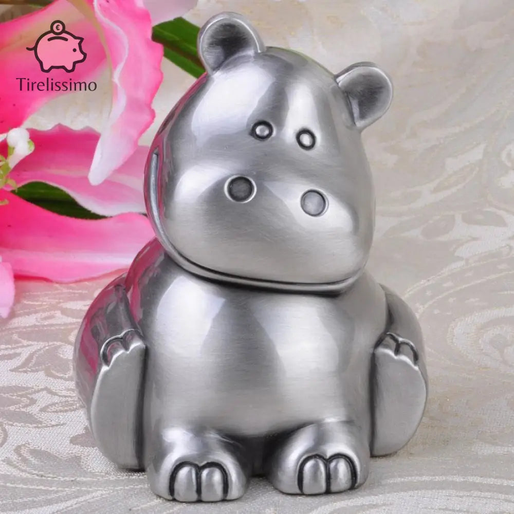 Tirelire Hippopotame Argenté