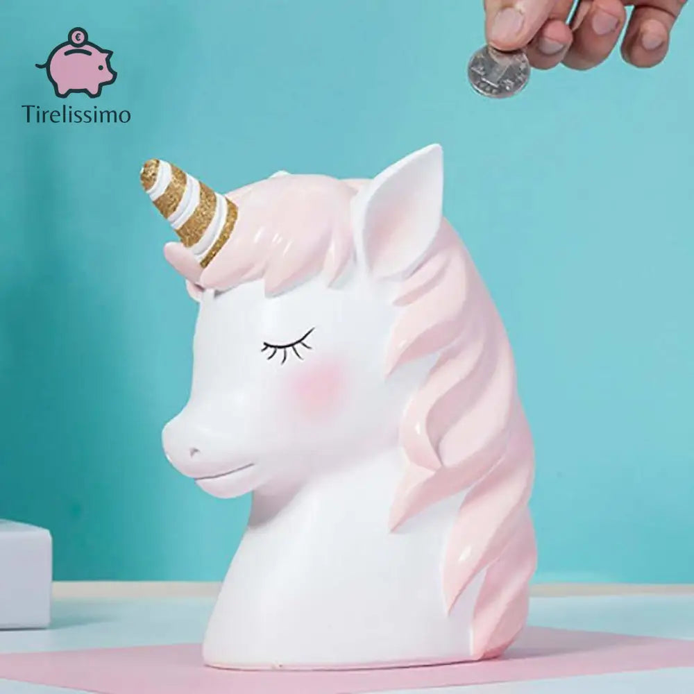 Tirelire Licorne Blanche Et Crinière Rose