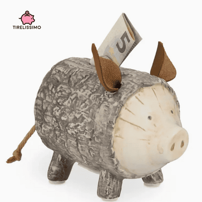 Tirelire en forme de cochon en bois