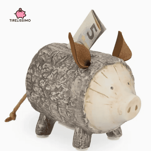 Tirelire en forme de cochon en bois