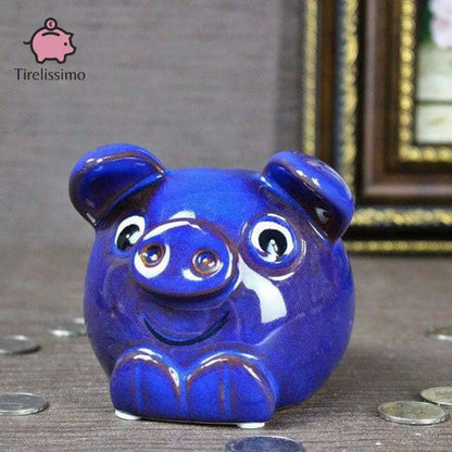 Petite Tirelire Cochon Bleu