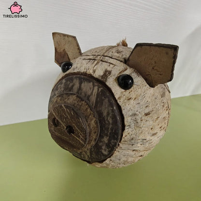 Tirelire cochon en noix de coco artisanale