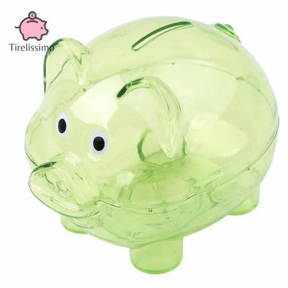 Tirelire Cochon Plastique Vert / Grande