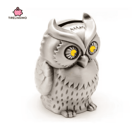 Tirelire<br/> Hibou Metal Argenté - Tirelissimo
