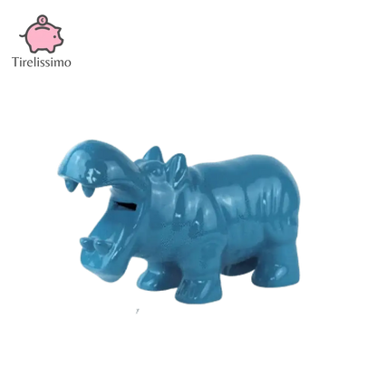 Tirelire Hippopotame Énervé Bleu